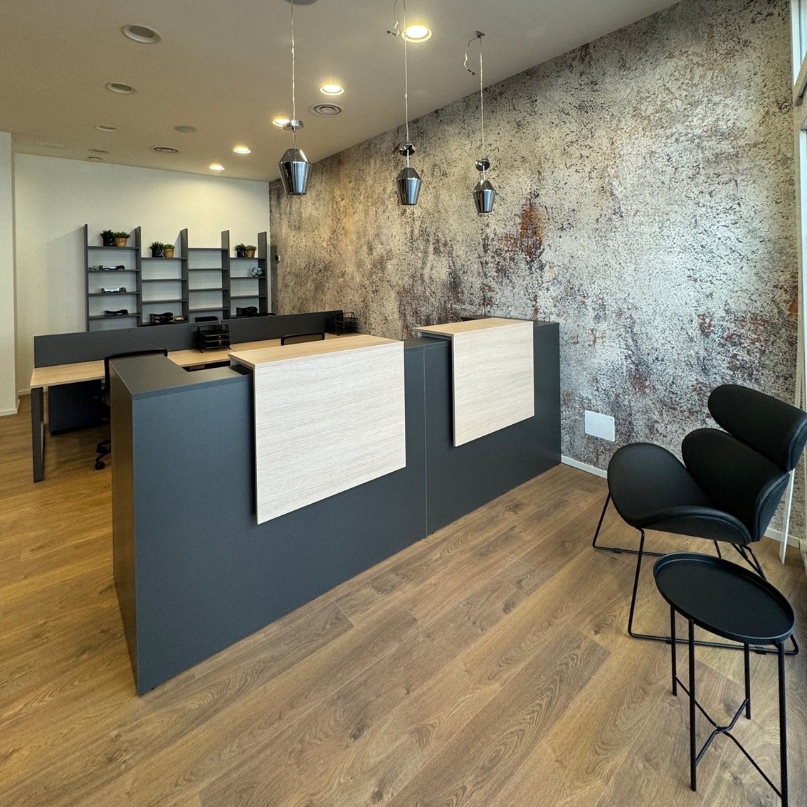 Receptie voor een klein kantoor.