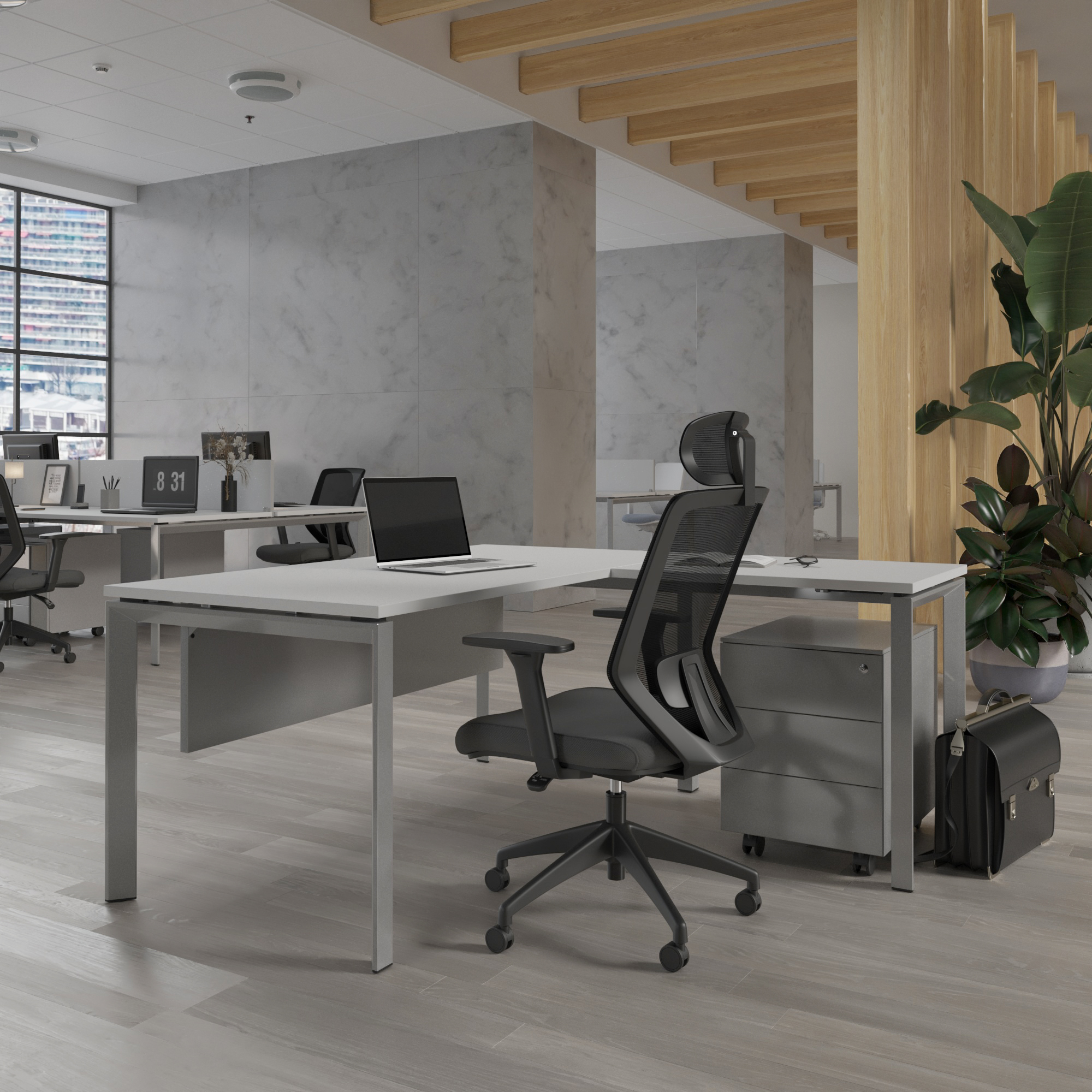 Kantoor met hoekbureau (L-vorm)