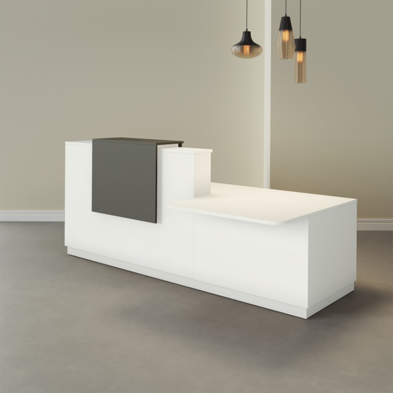Mostrador PMR blanco con altillo grafito