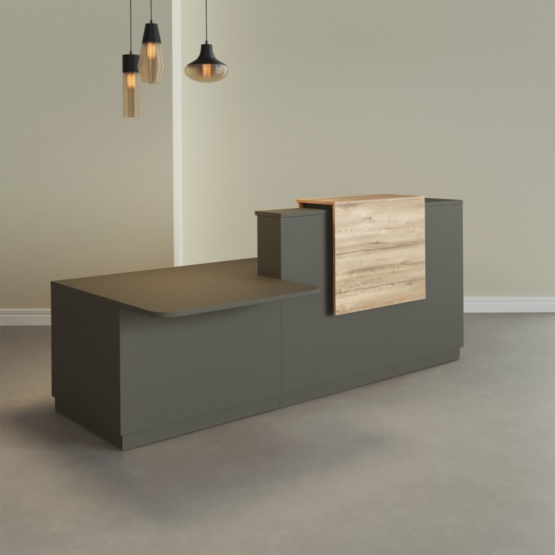 Mostrador PMR Grafito con altillo madera castaño