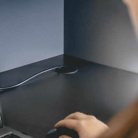 Banque en L Duomo graphite avec Partie supérieure châtain