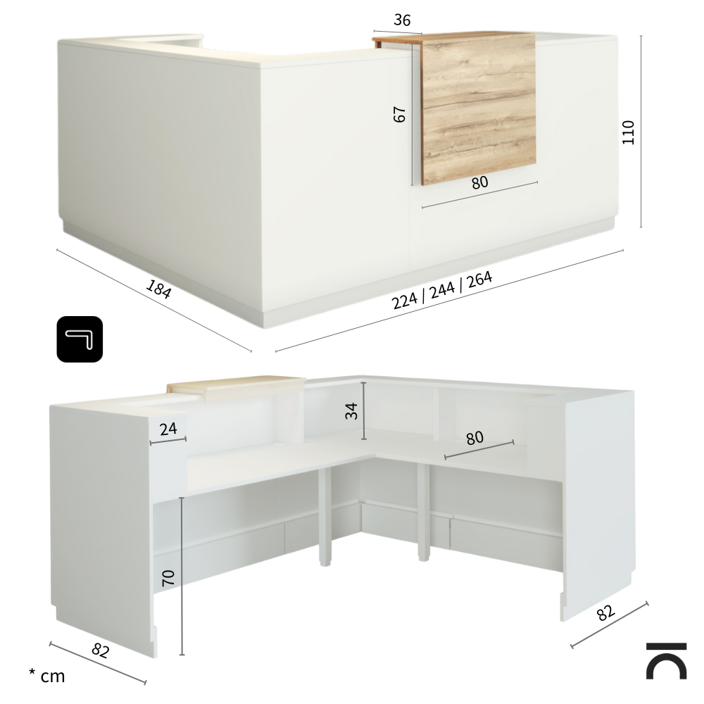 Receptiebalie in L-vorm Duomo  - Bikkom