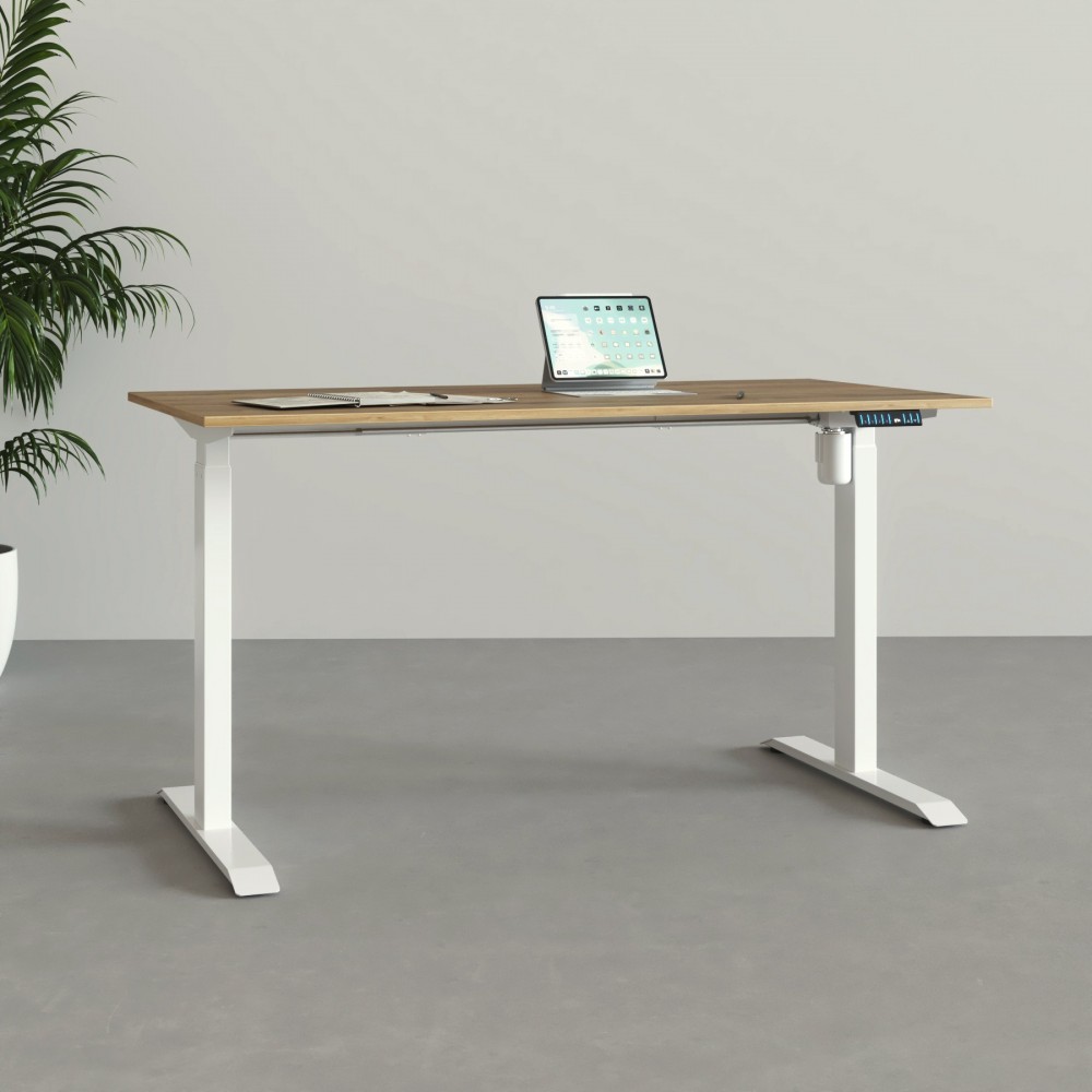 Zit-sta bureau Elvia wit en kastanje