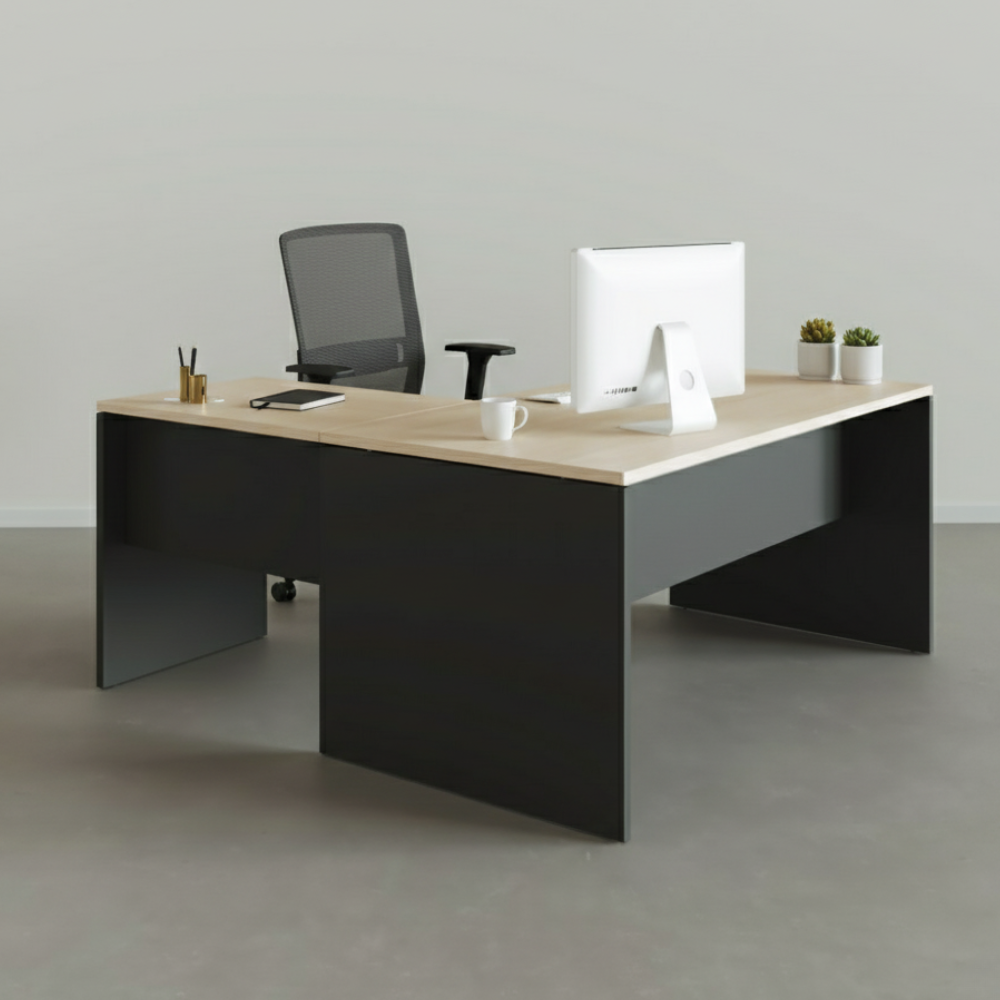 Bureau d'angle avec ergonomische bureaustoel
