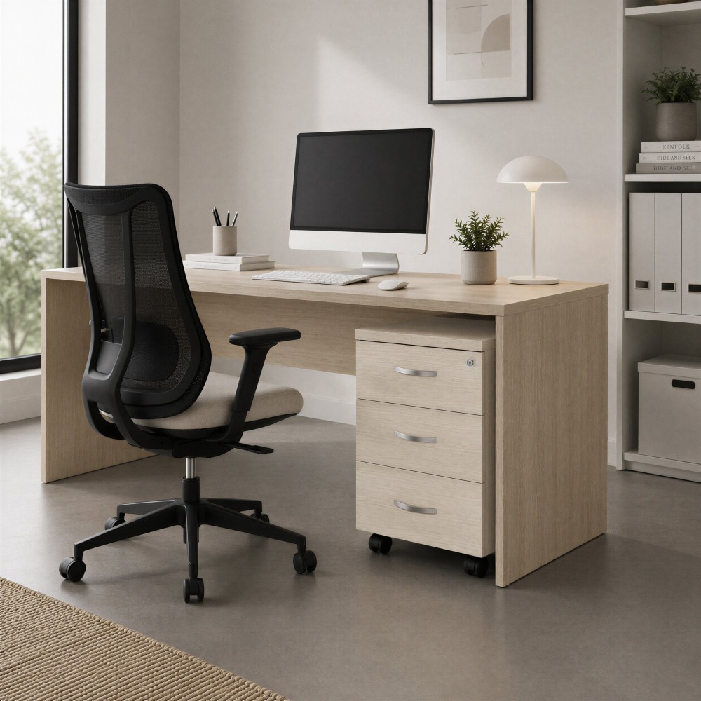Kantoorbureau met witte Omega-ladeblok