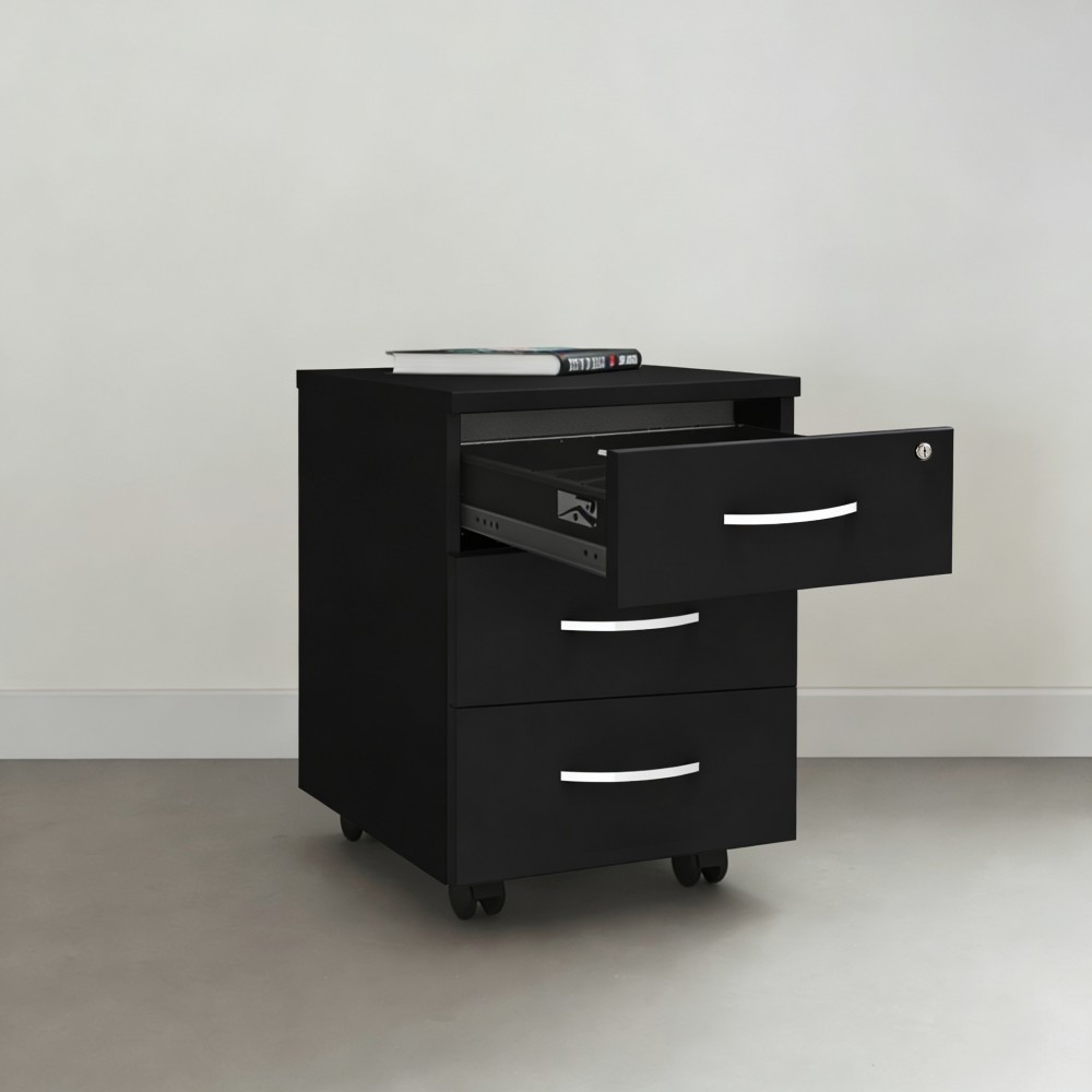 Houten ladeblok Omega zwart met open lade