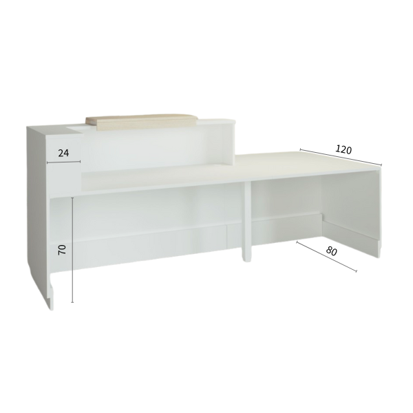 Afmetingen receptiebalie met bureau Duomo