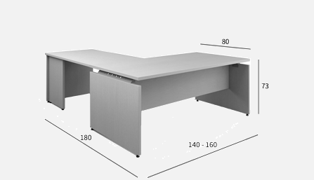 Afmetingen hoekbureau Atria