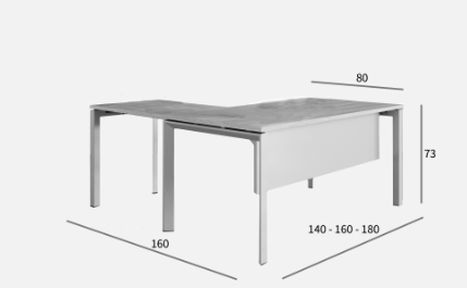 Afmetingen hoekbureau Estela