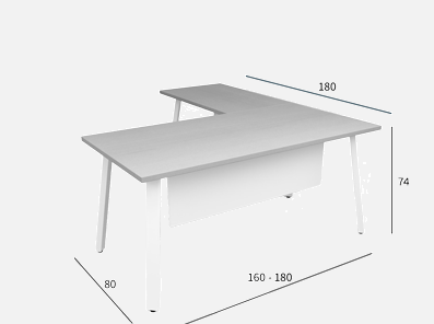 Afmetingen hoekbureau Genius White
