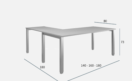 Afmetingen hoekbureau Modus