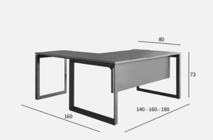 Afmetingen hoekbureau Regina