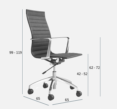 Afmetingen directiestoel Idara Black gestoffeerd