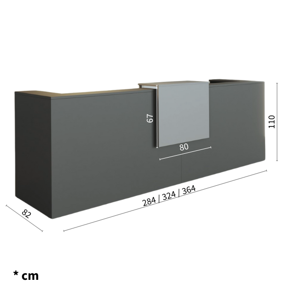 Afmetingen receptiebalie Sotto