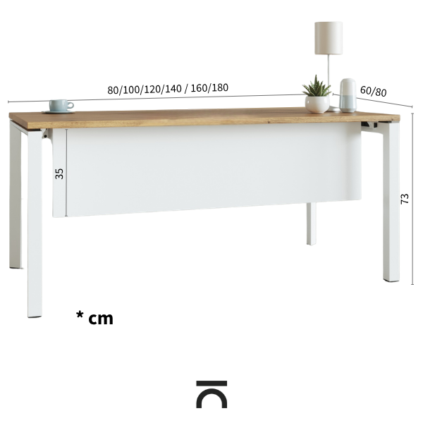 Afmetingen bureautafel Estela