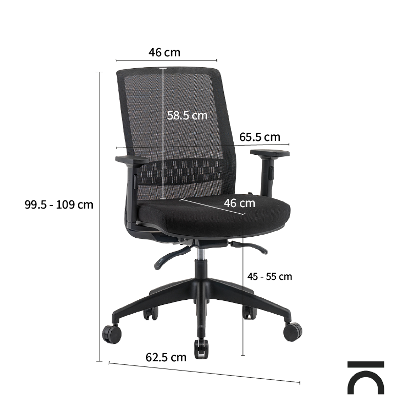 Afmetingen ergonomische stoel Gala