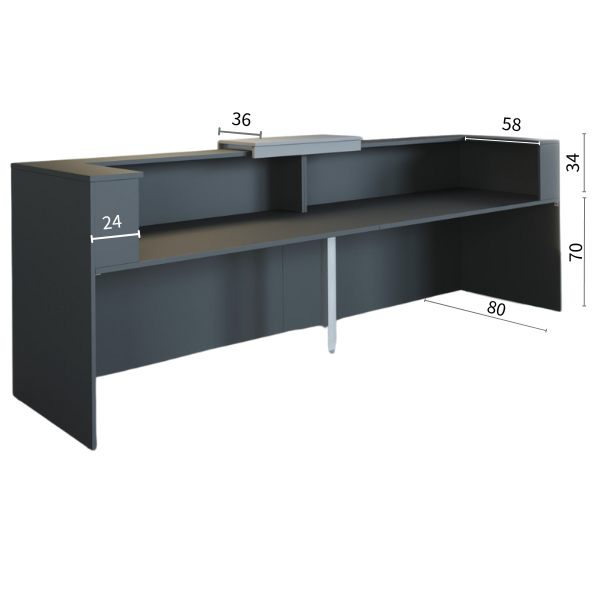Afmetingen receptiebalie Sotto