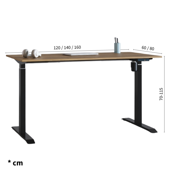 Afmetingen zit-sta bureau Elevia