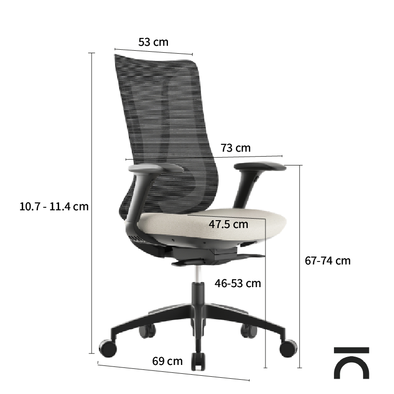 Afmetingen ergonomische stoel Sara