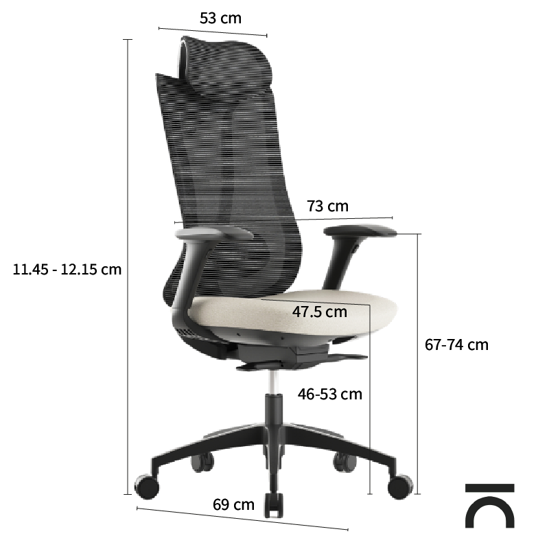 Afmetingen ergonomische stoel Sara