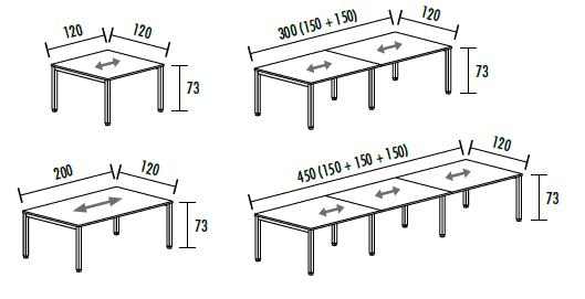 Afmetingen vergadertafel Modus