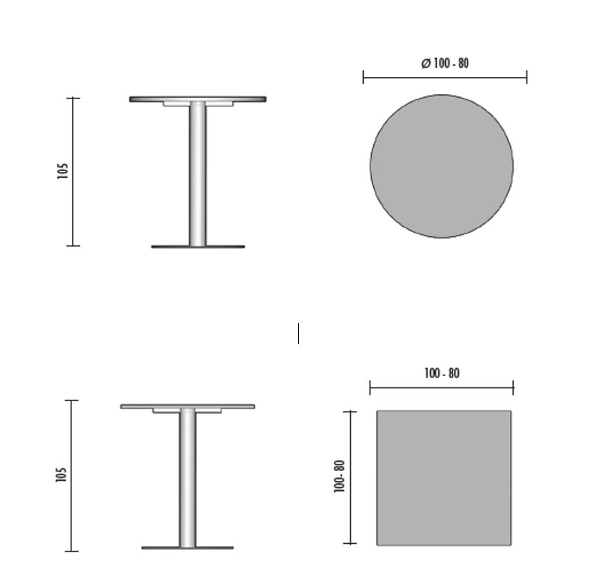 Afmetingen statafel Zeus
