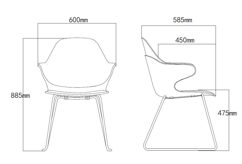 Afmetingen Alba met sledeframe