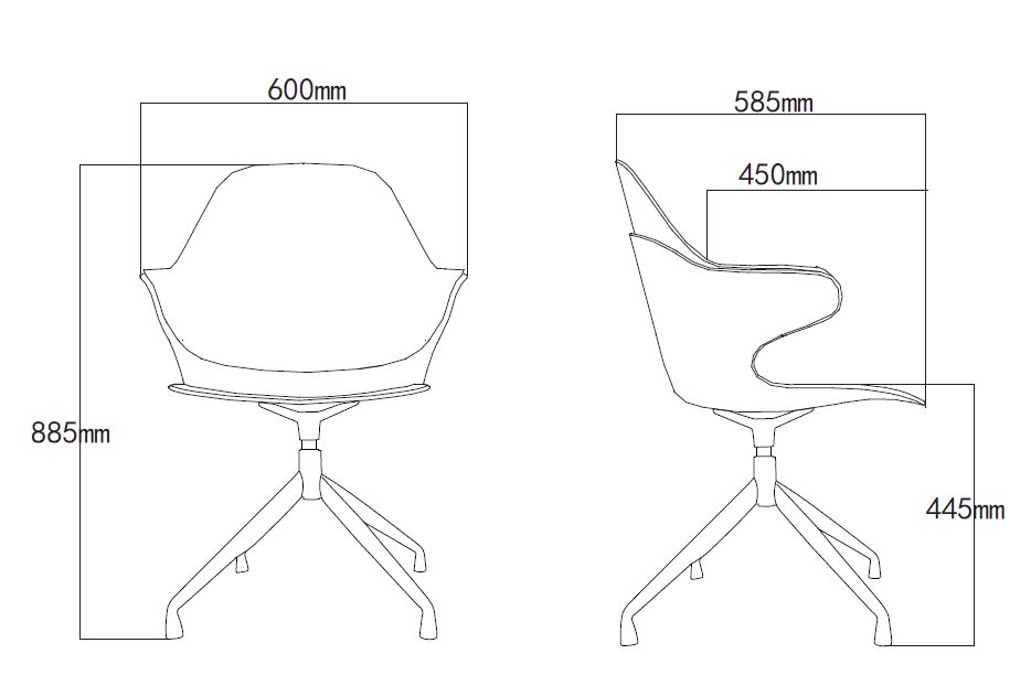Afmetingen Alba met piramidevoet