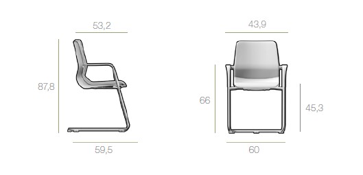 Afmetingen Daniela bezoekersstoel