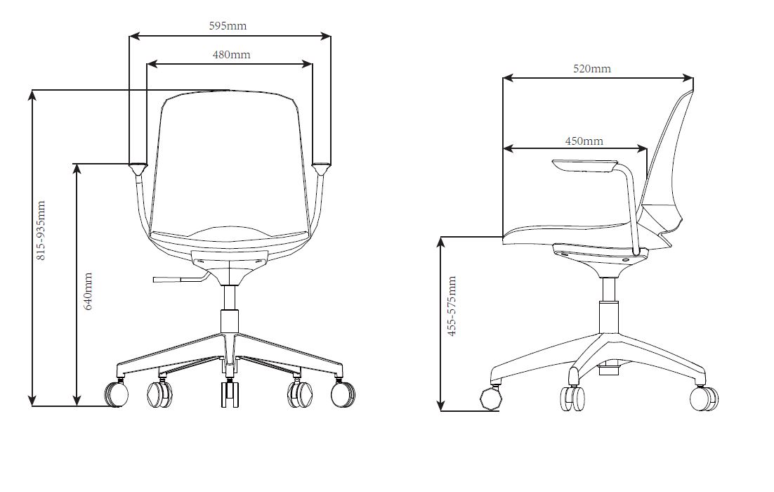 Afmetingen Lua draaistoel