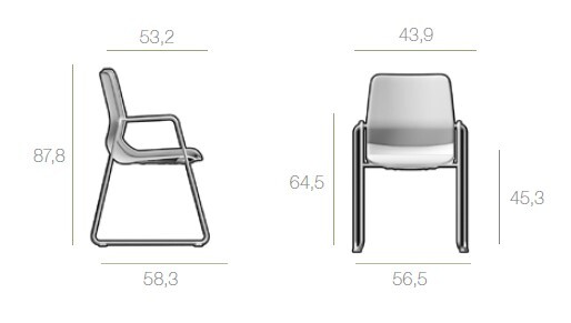 Afmetingen Daniela Sledeframe met Armleuningen