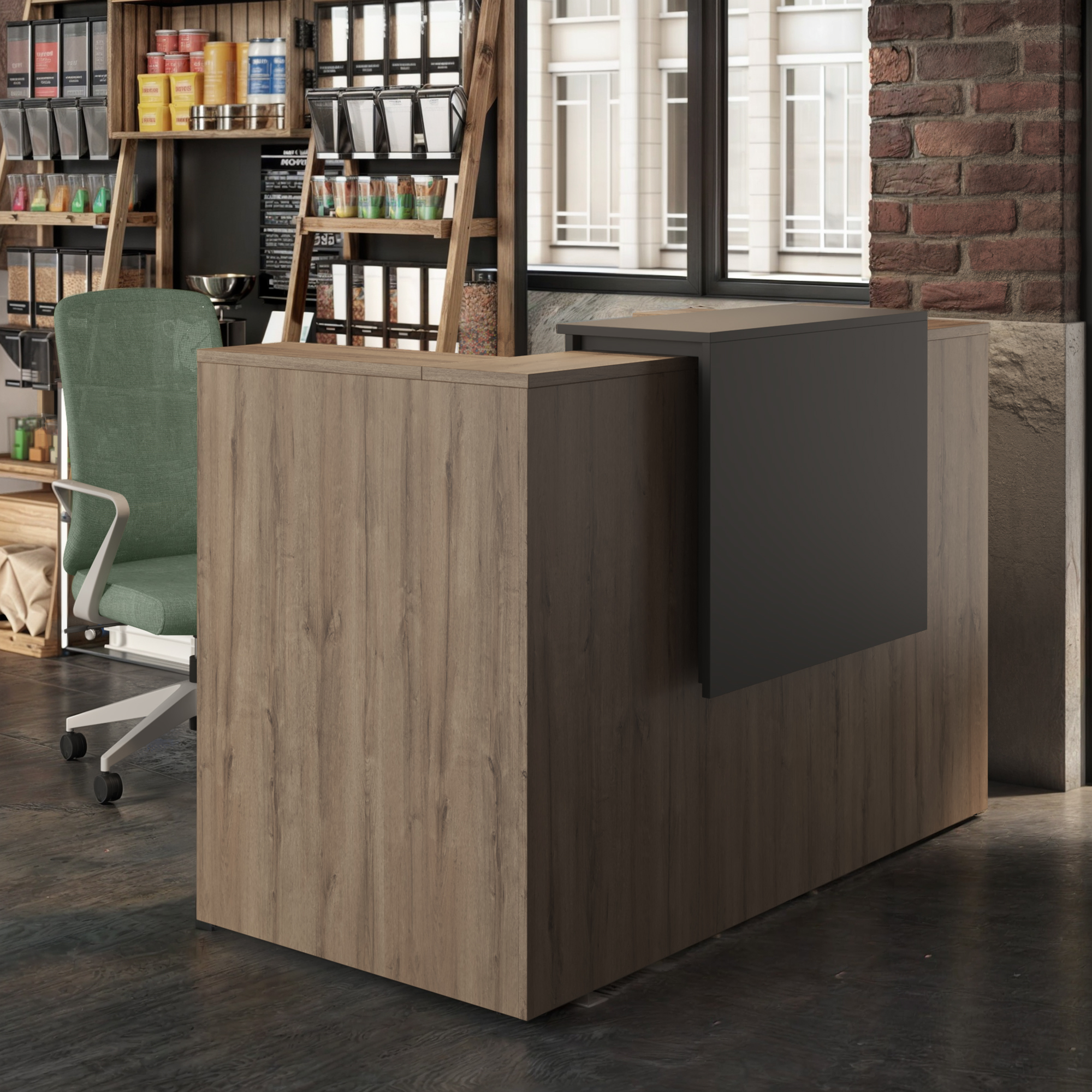 Pakket: Receptiebalie Duomo + stoel + rolcontainer