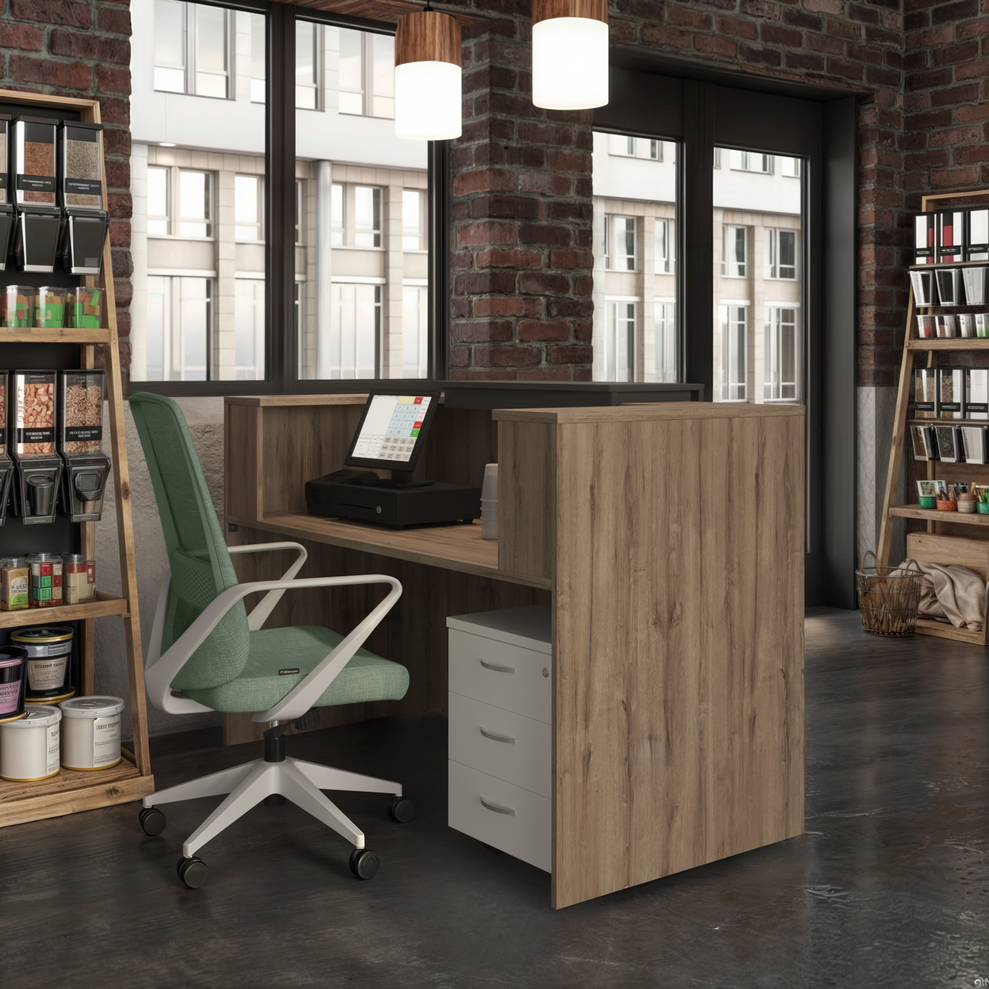 Pakket: Receptiebalie Duomo + stoel + rolcontainer